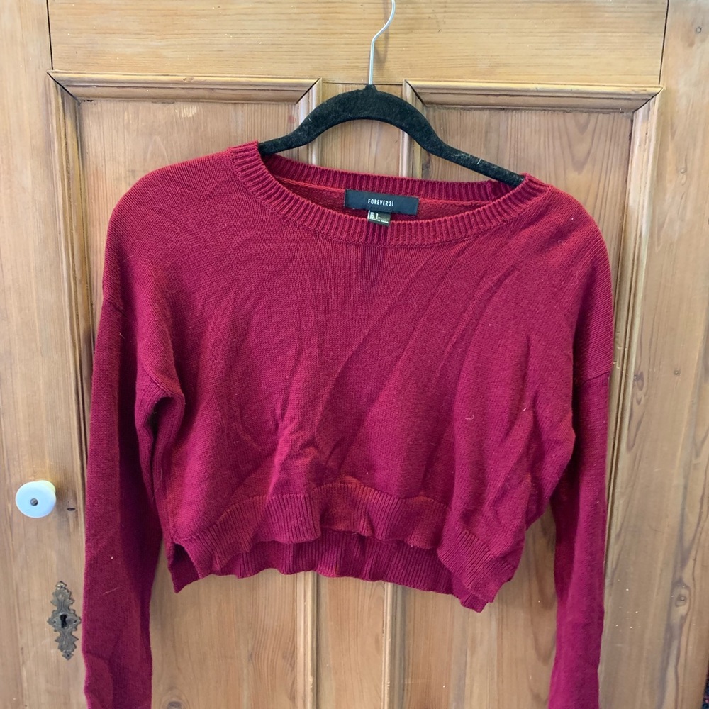 Maroon Cropped Sweater